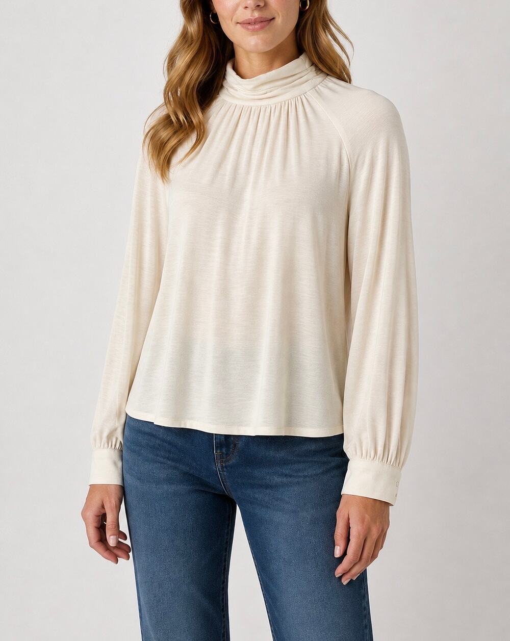 Vintage Alan Austin Ivory Wool Blend Long Sleeve Top Women’s Sz Medium Large
